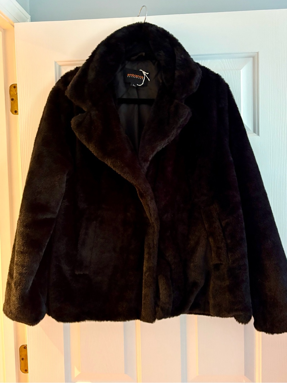 Ambiance Women's Black Plush Teddy Jacket